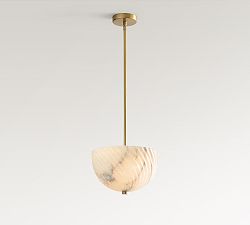 Open Box: Amalia Alabaster Round Pendant (12") - Vintage Brass
