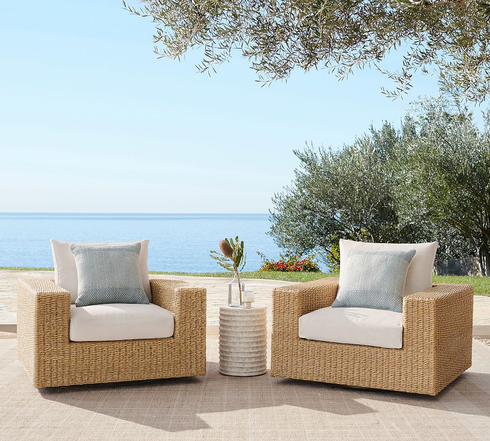 Kostas Wicker Swivel Outdoor Lounge Chair by Pottery Barn
