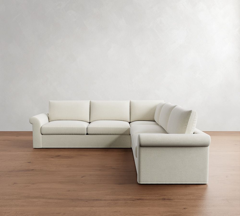 Westwood Roll Arm Slipcovered 3-Piece L-Shaped Sectional (124 ...