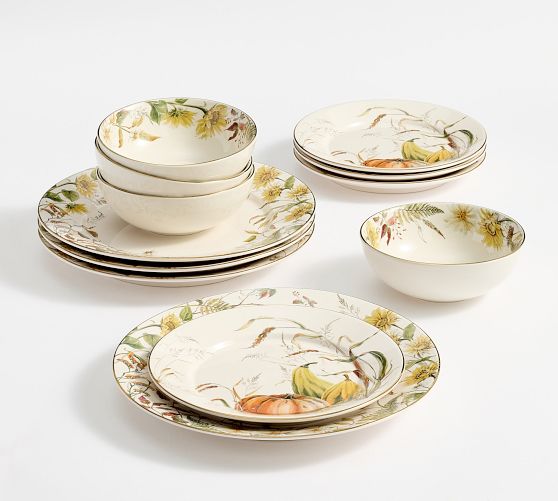 Bedford Harvest Gourd 12-Piece Stoneware Dinnerware Set by Pottery Barn