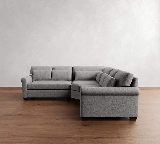 York Roll Arm Deep Seat 3-Piece L-Shaped Wedge Sectional (109") by Pottery Barn