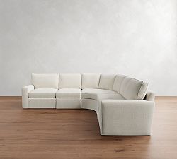 Pearce Square Arm Slipcovered 5-Piece Curved Wedge Sectional (127")
