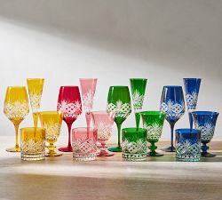 Antique Cut Wine Stem Glasses - Set of 4