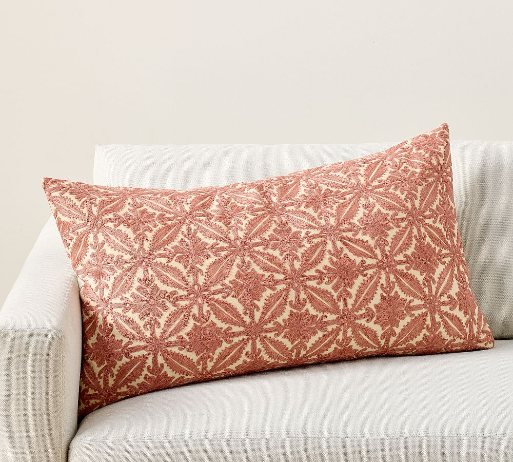 Jovie Embroidered Lumbar Pillow Cover | Pottery Barn
