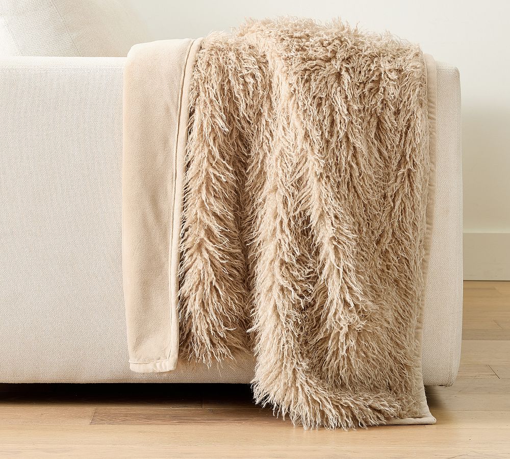 Mongolian Faux Fur Throw by Pottery Barn