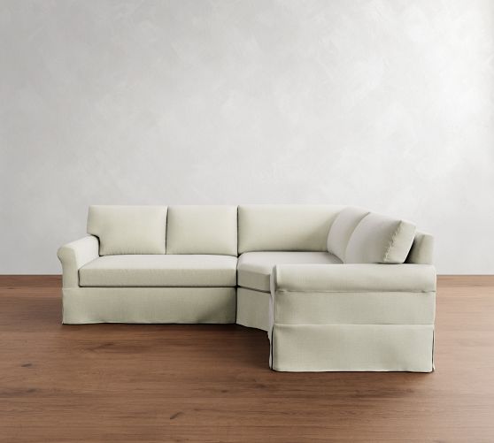 York Roll Arm Slipcovered 3-Piece Wedge Sectional (103") by Pottery Barn