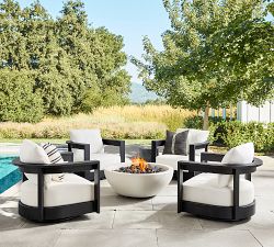 Malibu Metal Swivel Curved Outdoor Lounge Chair
