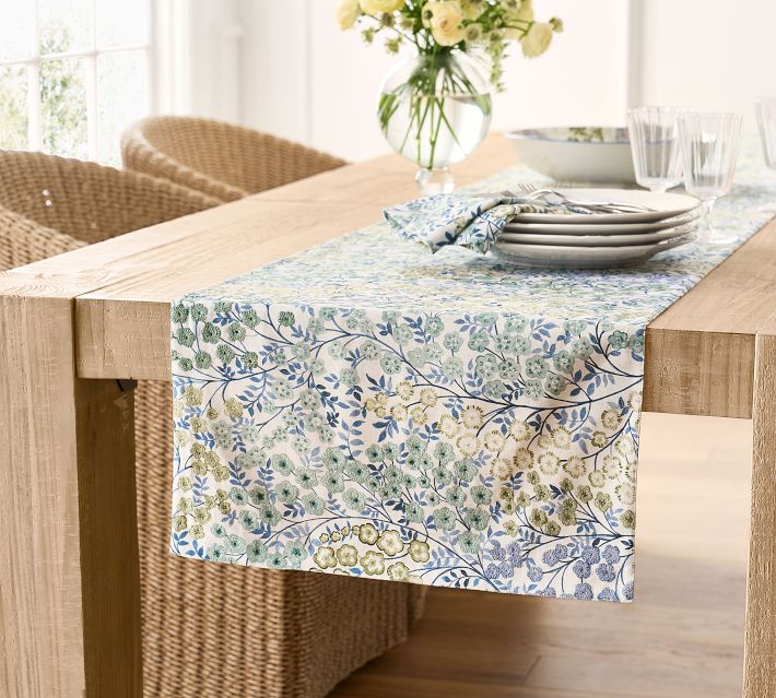 Liana Crewel Embroidered Cotton Table Runner | Pottery Barn
