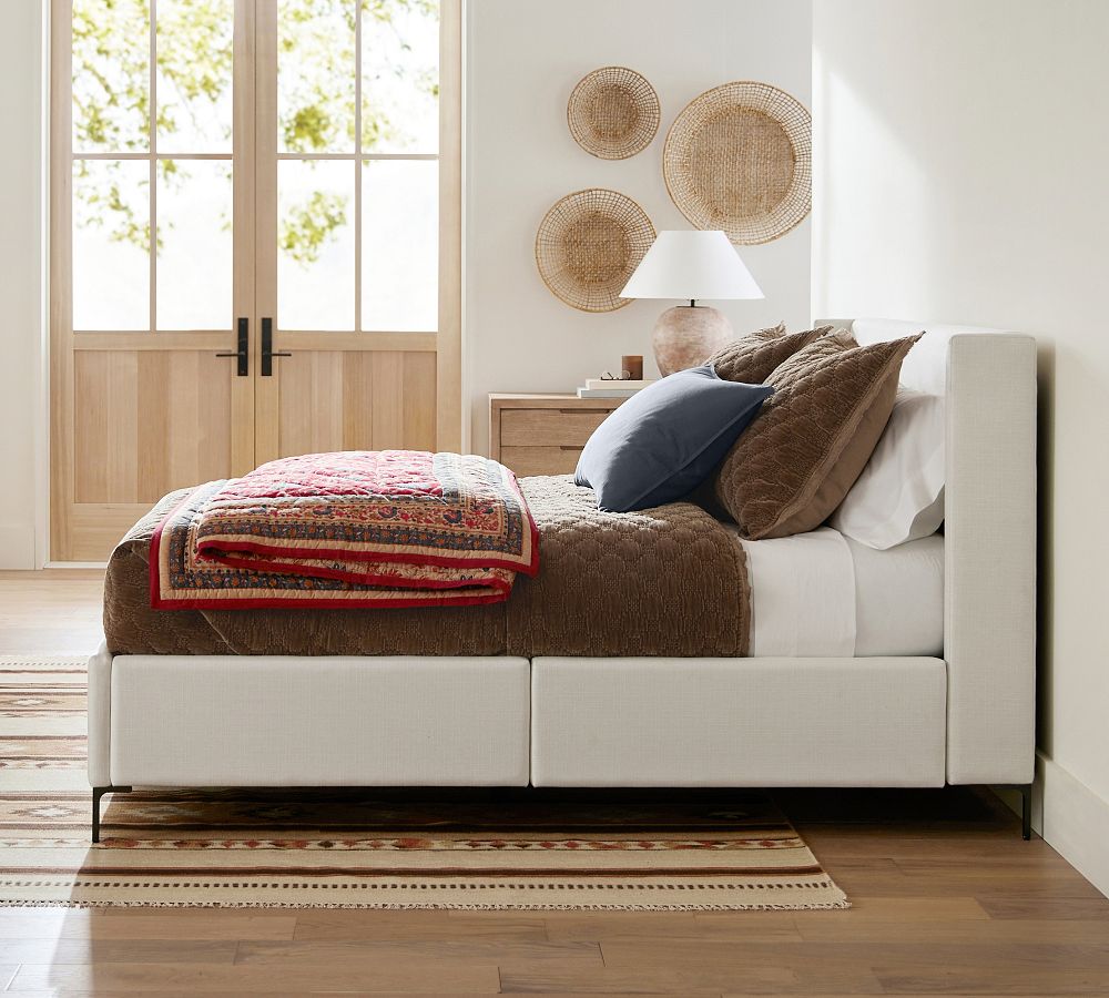 Jake Upholstered Storage Platform Bed with Metal Legs by Pottery Barn
