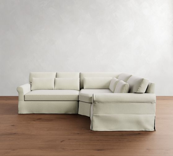 York Roll Arm Deep Seat Slipcovered 3-Piece Wedge Sectional (109") by Pottery Barn