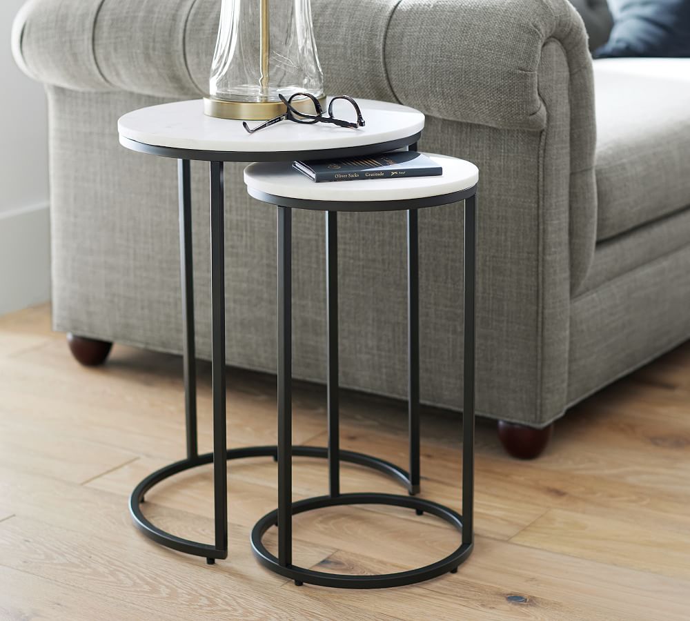 Delaney Round Marble Nesting End Tables by Pottery Barn