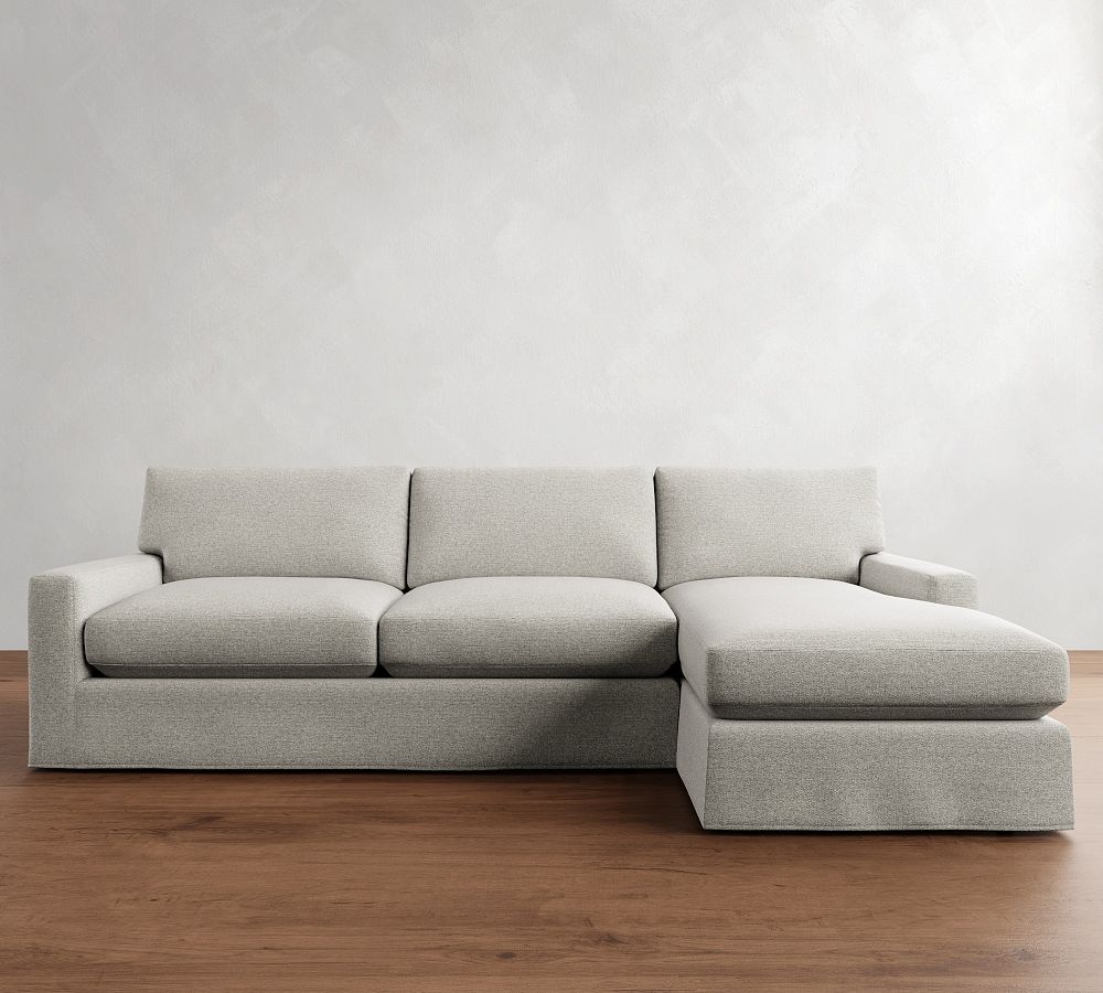 PB Comfort Modern Square Arm Slipcovered Chaise Sectional (100"-126") by Pottery Barn