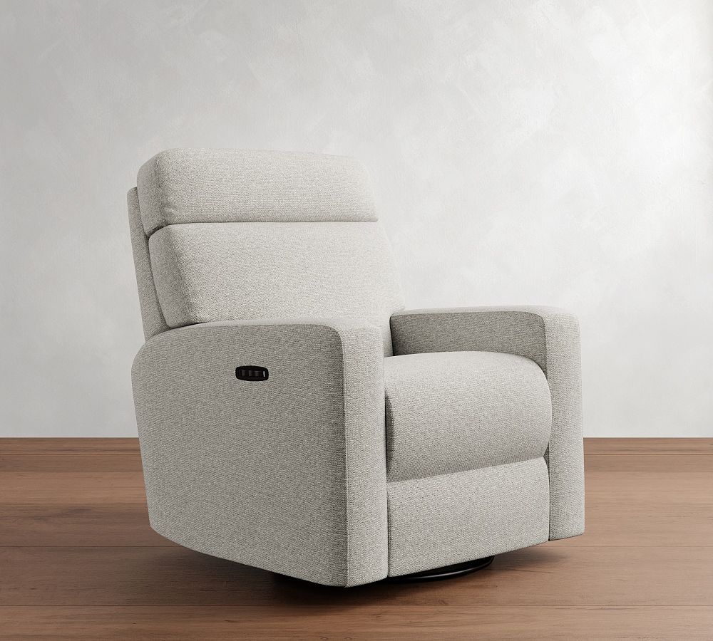 PB Comfort Modern Square Arm Deluxe Power Swivel Recliner by Pottery Barn