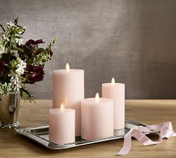 Premium Flickering Flameless Wax Pillar Candle - Salt Washed