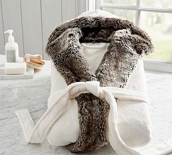 Open Box: Faux Fur Ombre Robe, Small - Gray Ombre