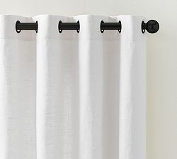 Open Box: Emery Linen Grommet Light Filtering Curtain, 50"W x 96"L - White/Matte Black
