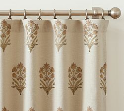 Open Box: Elinor Floral Mughal Blackout Curtain, 50" W x 84" L - Neutral, Flax
