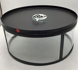 Open Box: Manor Glass Round Indoor/Outdoor Flush Mount, Small (16" Diam.) - Bronze