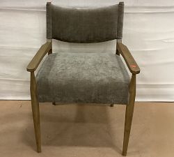 Open Box: Pauline Upholstered Dining Armchair - Altair Mushroom, Toasted Oak