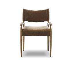 Open Box: Pauline Upholstered Dining Armchair - Altair Mushroom, Toasted Oak
