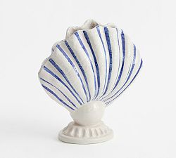Open Box: Printed Striped Shell Vase - Blue/White