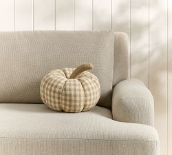 Blaine Check Pumpkin Shaped Pillow