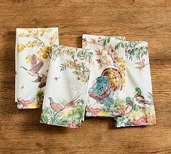 Fantastical Forest Birds Cotton/Linen Napkins - Mixed Set of 4
