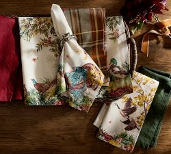 Fantastical Forest Birds Cotton/Linen Napkins - Mixed Set of 4