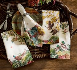 Fantastical Forest Birds Cotton/Linen Napkins - Mixed Set of 4