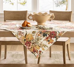 Linden Floral Embroidered Cotton Table Throw