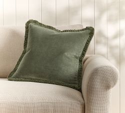 Everywhere Velvet With Fringe Pillow Cover
