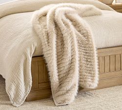 Narrow Channel Faux Fur Throw