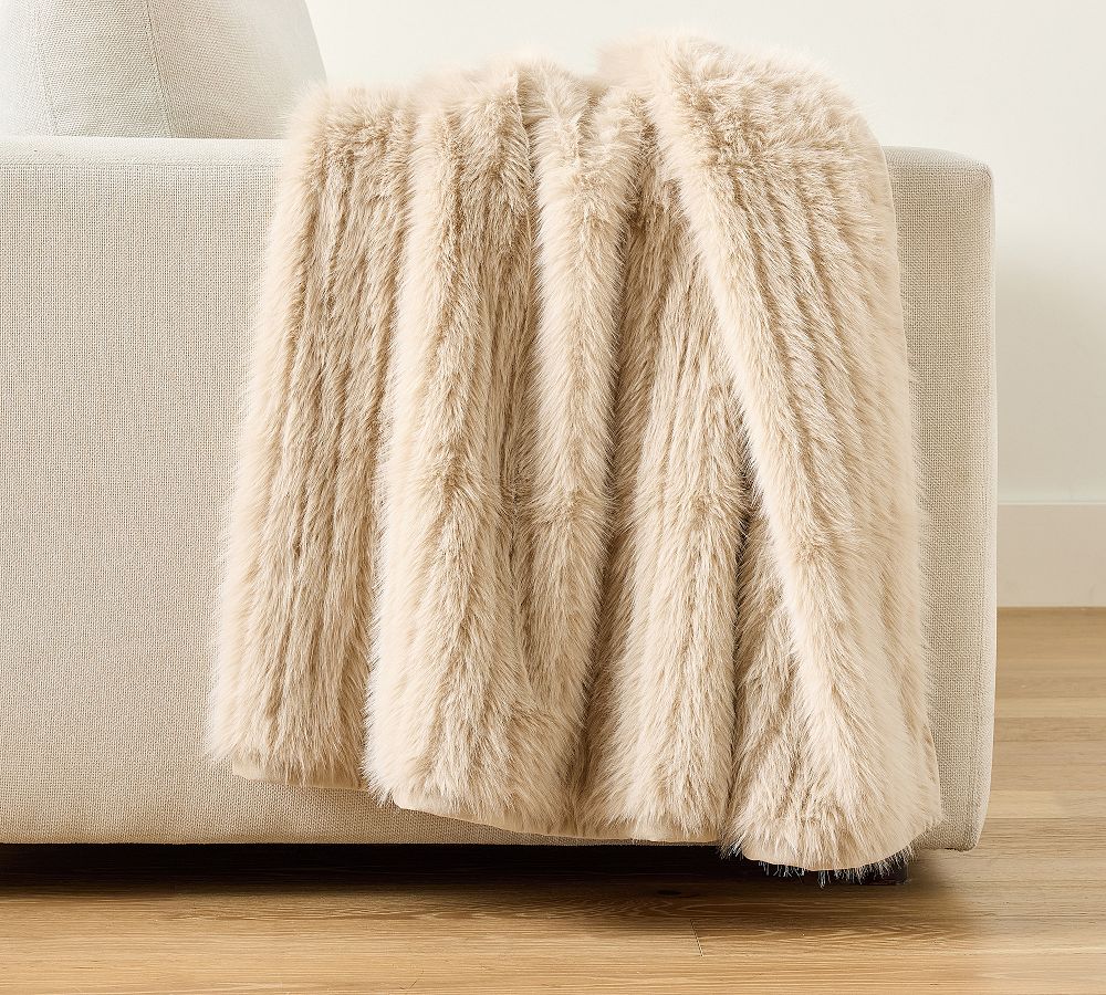 Narrow Channel Faux Fur Throw by Pottery Barn