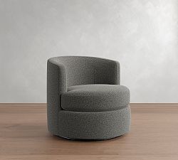 Open Box: Balboa Upholstered Petite Swivel Armchair - Heathered Chenille Charcoal