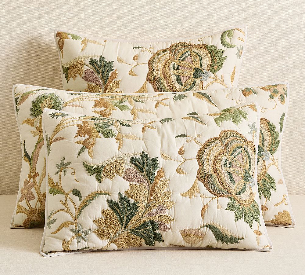 Lydia Palampore Embroidered Quilted Sham by Pottery Barn
