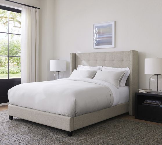 Elliot Upholstered Tufted Shelter Bed by Pottery Barn