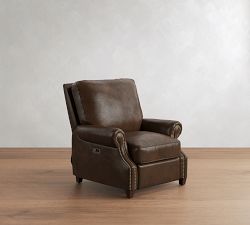 James Roll Arm Leather Recliner