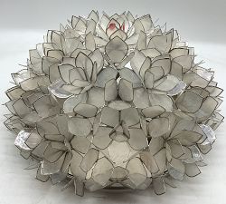 Open Box: Capiz Flush Mount, Large (23") - Antique Silver