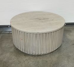 Open Box: Coloma Round Storage Coffee Table (40") - Light Gray