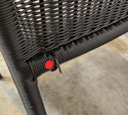 Open Box: Palmetto All-Weather Wicker Stacking Chair with Cushion - Black finish, Natural Cover