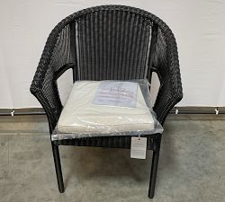 Open Box: Palmetto All-Weather Wicker Stacking Chair with Cushion - Black finish, Natural Cover