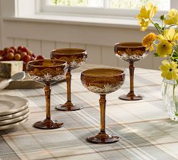 Antique Cut Coupe Glasses - Set of 4