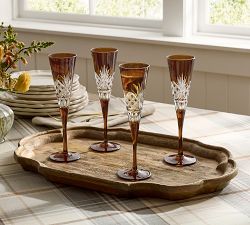 Antique Cut Glass Champagne Flutes - Set of 4