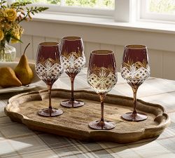 Antique Cut Glass Wine Stem Glasses - Set of 4