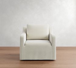 Maxine Slipcovered Swivel Chair