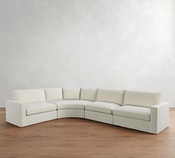 Westwood Square Arm Slipcovered 4-Piece Curved Wedge Sectional (151")