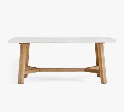 Rustic Farmhouse Concrete-Top Rectangular Outdoor Dining Table (74")