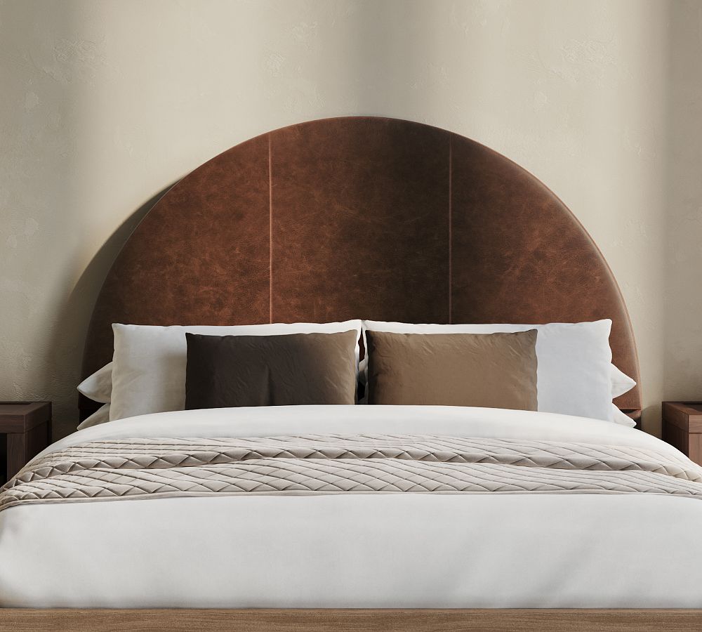 Curved Leather Wall Mounted Headboard by Pottery Barn
