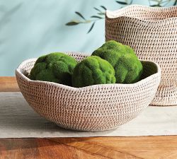 Rattan Scalloped Edge Decorative Bowl