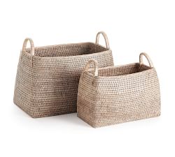 Bristol Rattan Square Handled Baskets, Set of 2